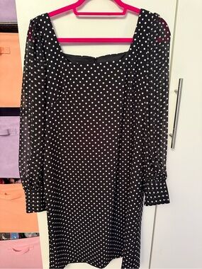 Shelby & Palmer Black and White Polka Dot Midi Dress